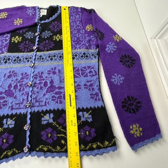 Alpaca Imports Cardigan Sweater Womens Large Handmade‎ Knit Wool Blend Bohemian - Picture 11 of 14